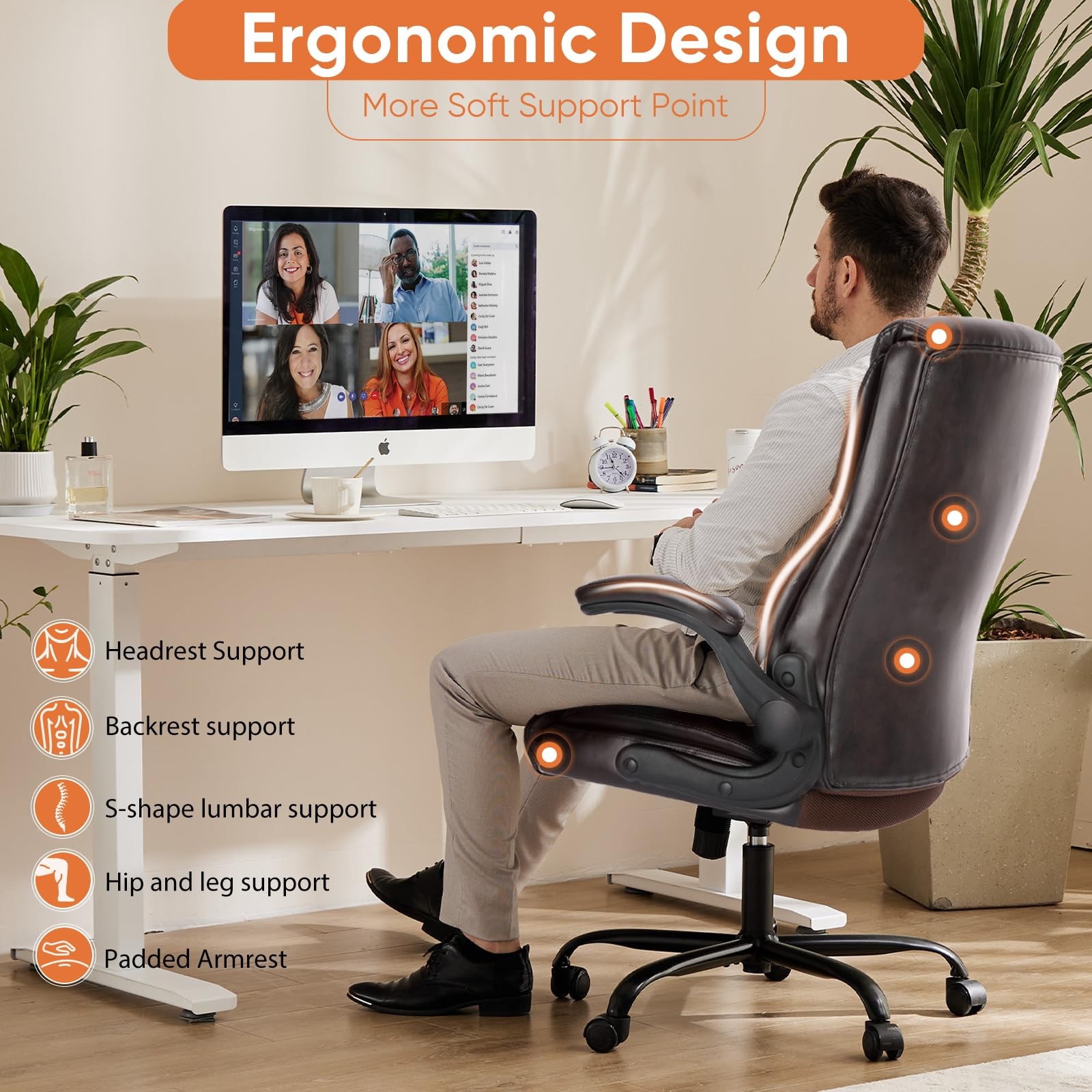 Sweetcrispy Computer Gaming Chair, Ergonomic High Back Heavy Duty Task Desk Offi