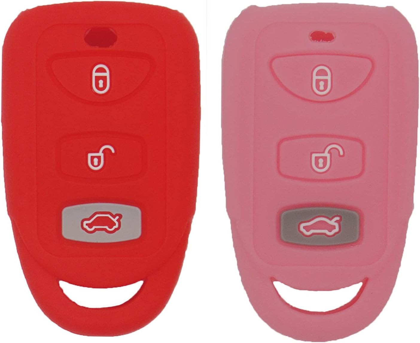 2 Pack 3 Buttons Silicone Key Fob Cover Case Remote Keyless Pr Color: Red+Pink
