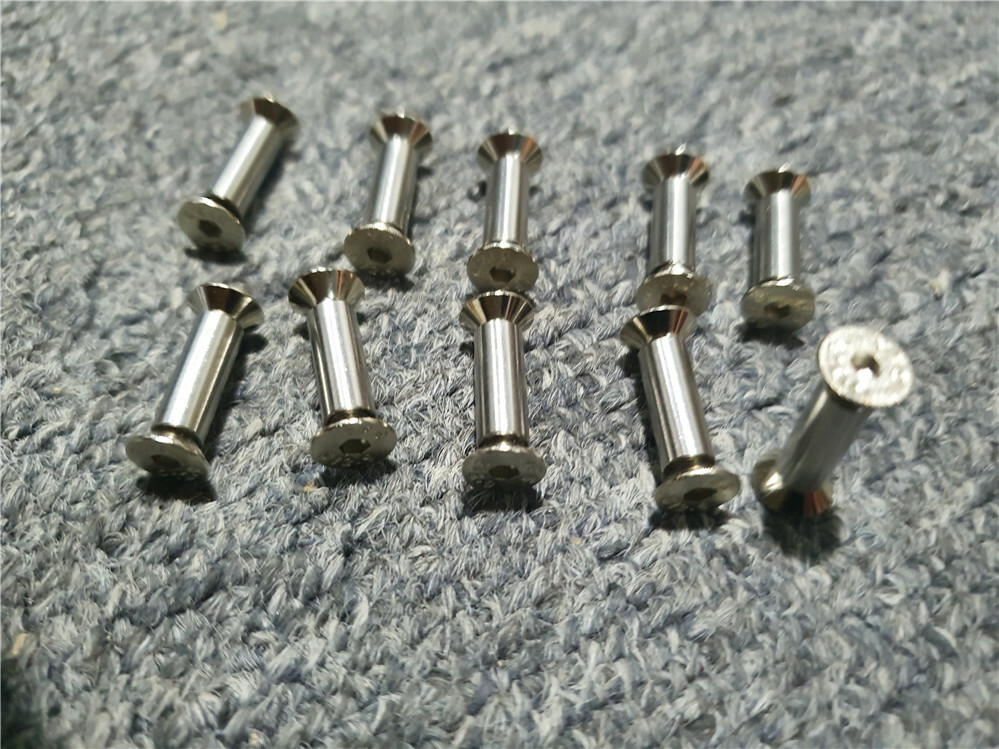 10PCS Knife Handle Bolt Rivets Scale Screw Fastener Nut Flat Hex Head Silver LS0