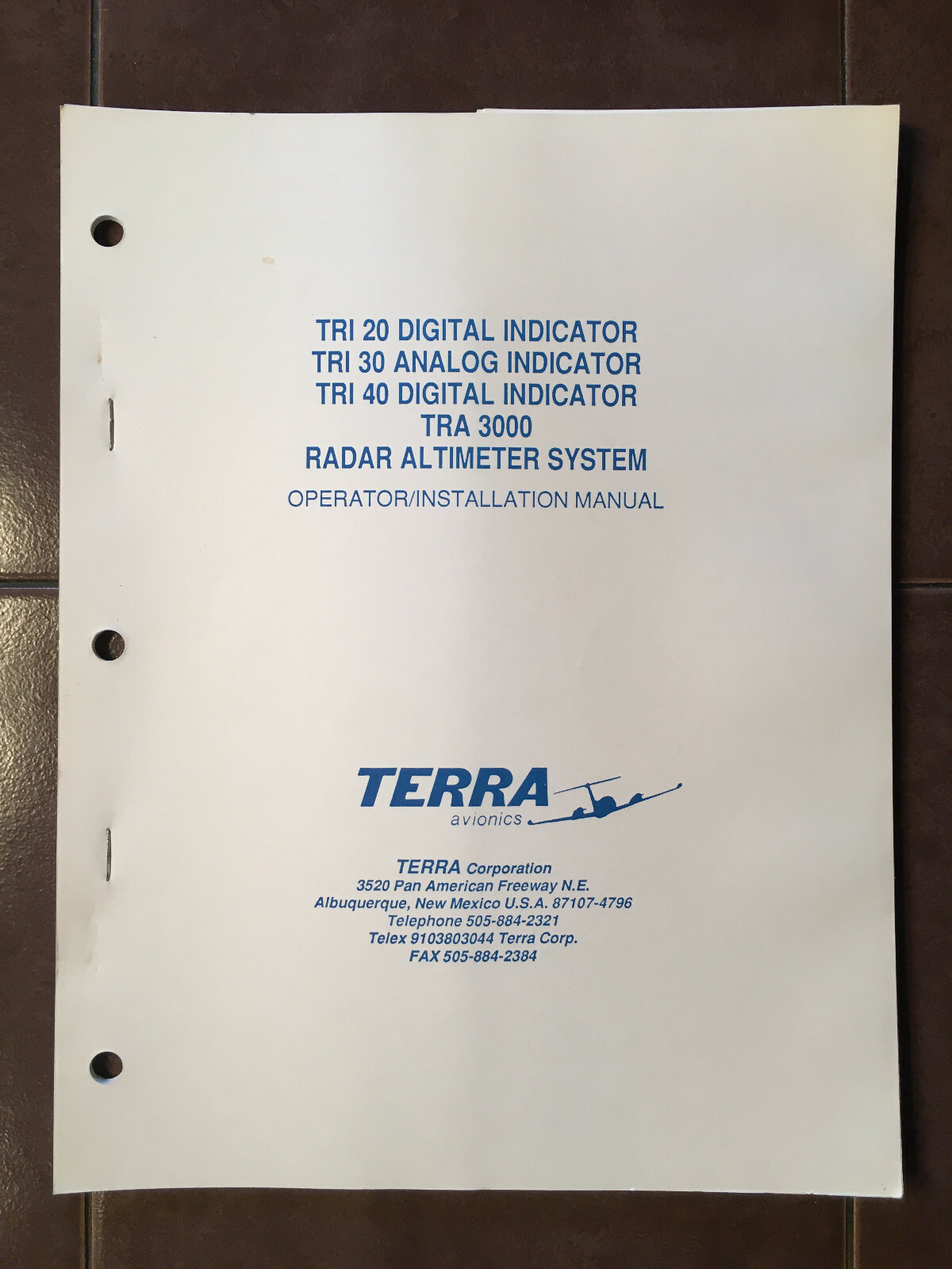Terra TRA-3000, TRI-20/30/40 Install manual