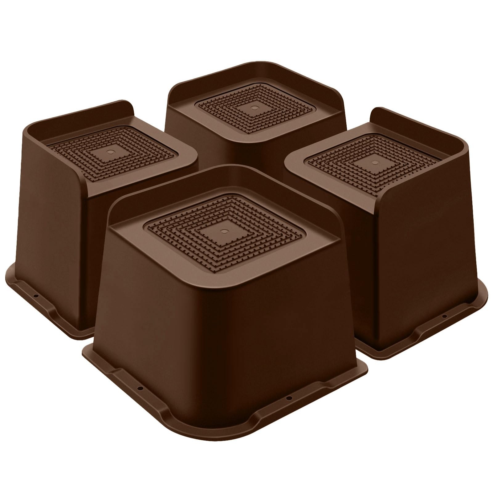 Bed Risers 4 Inch Heavy Duty Oversized Furniture Lifts Brown 4 PCS