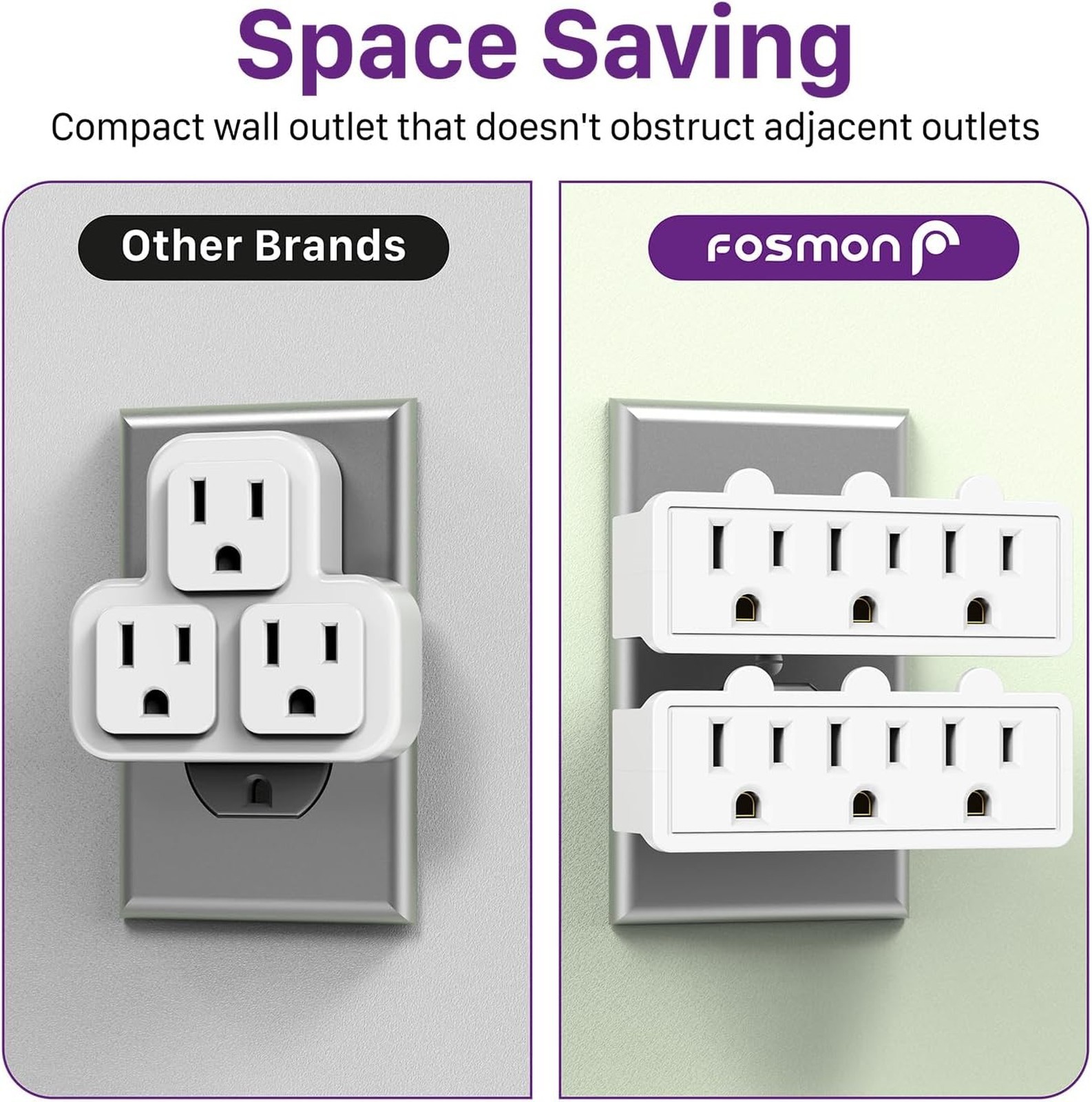 Electrical Outlet Adapter 3 Prong Grounded Swivel Right Angle Wall Extender 2