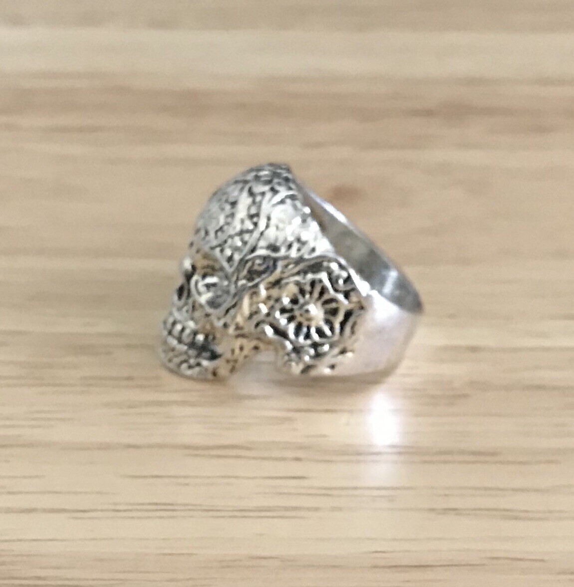 Tibetan Silver Skull Face Ring