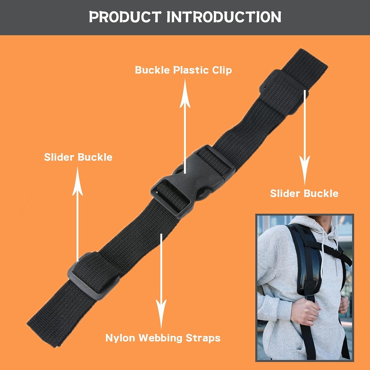 Backpack Chest Strap 2pcs Heavy Duty Adjustable Backpack Strap Quick Release ...