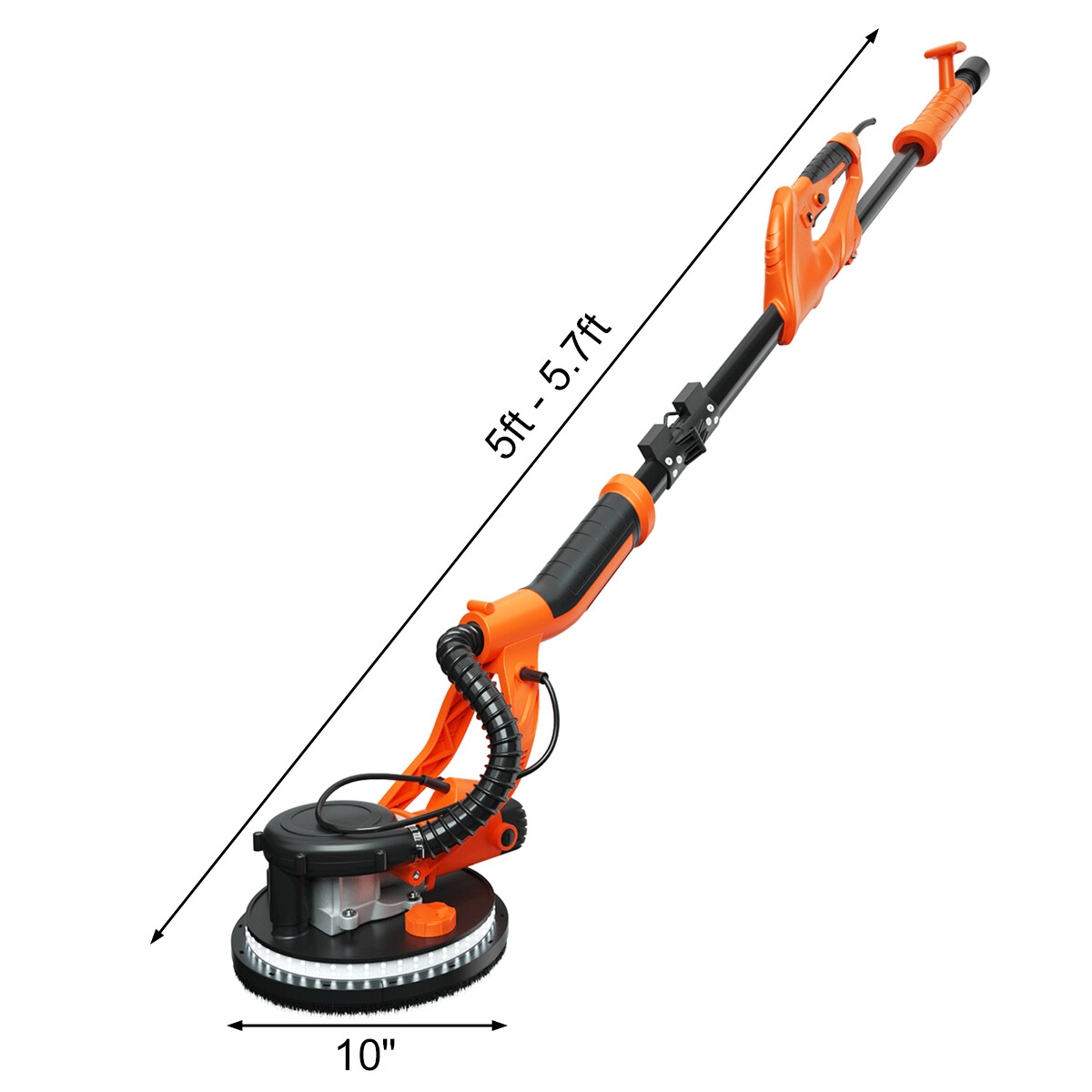 Electric Foldable Drywall Sander 750W Variable Speed w/Automatic Vacuum & Lights