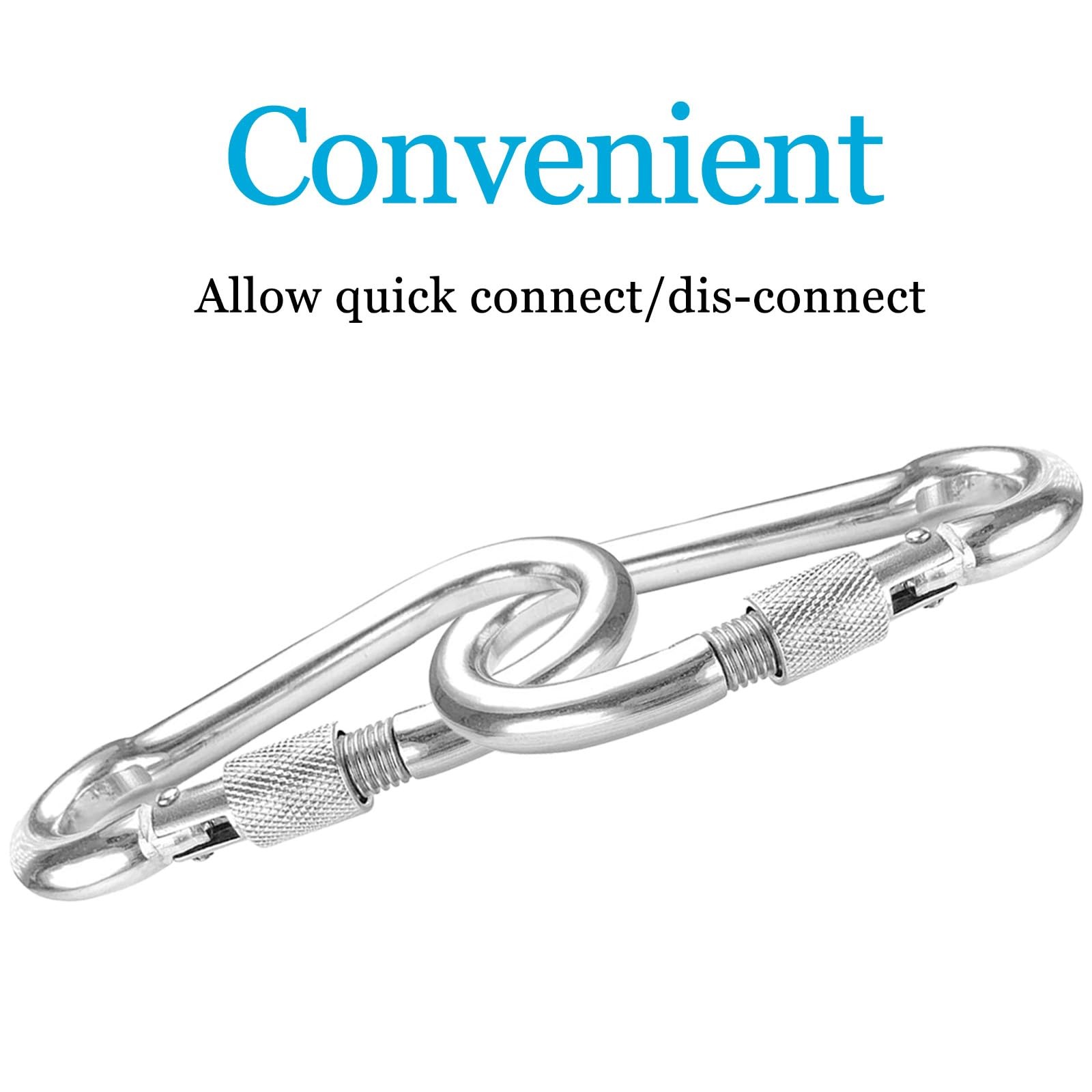 Locking Carabiner Clips 6 Pack 3.15" Stainless Steel Spring Snap Hook Locking...