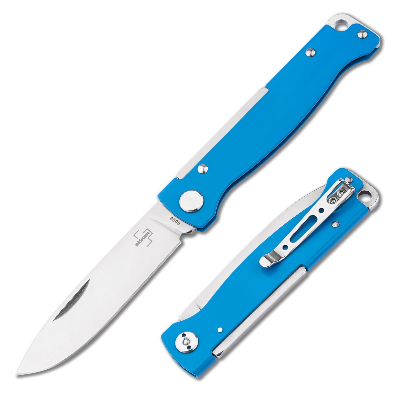 BOKER PLUSAtlas Blue Folding Knife 2.87" Blade 12C27 Steel Handle  - 01BP0014