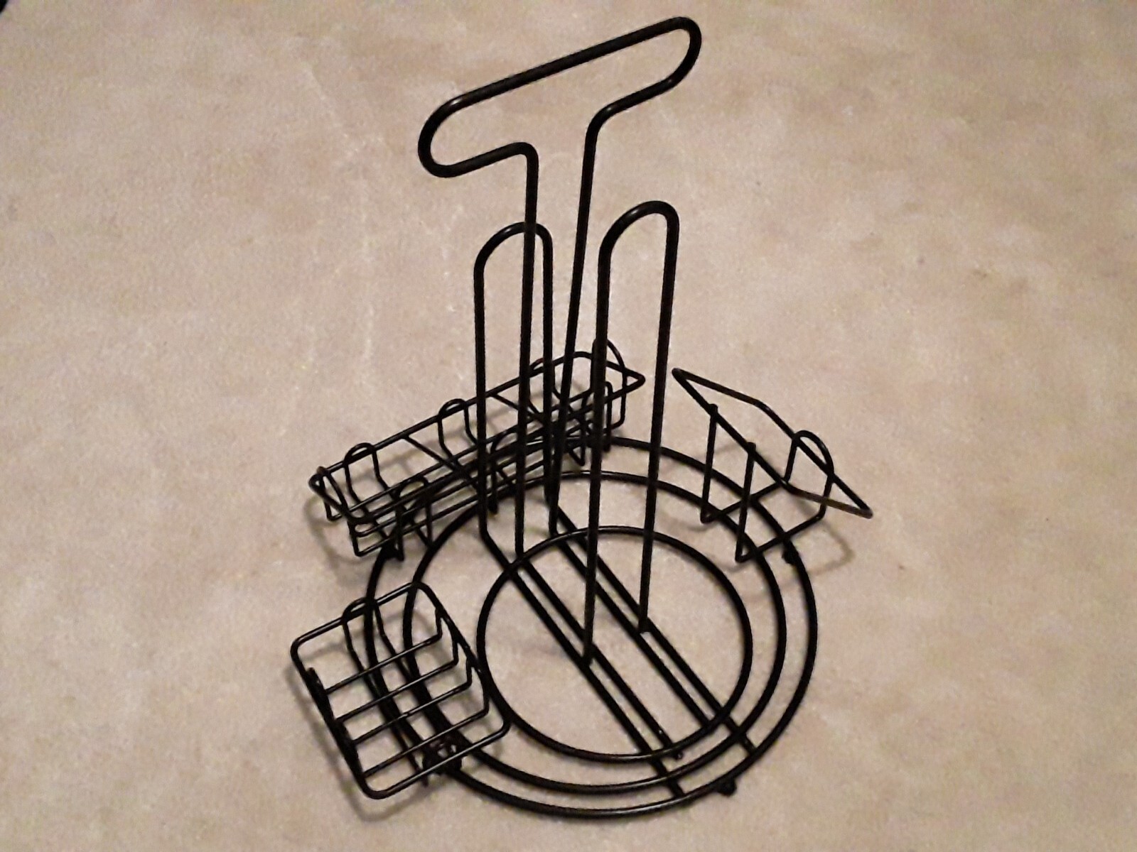 Hooters Condiment & Napkin Holder Caddy Steel Wire Rack Restaurant  Black 2pcs.