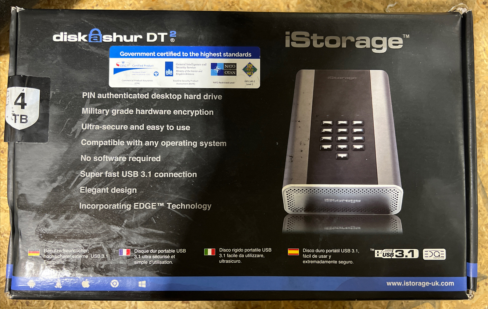 iStorage diskAshur DT2 4TB Desktop External Encrypted Hard Drive NEW