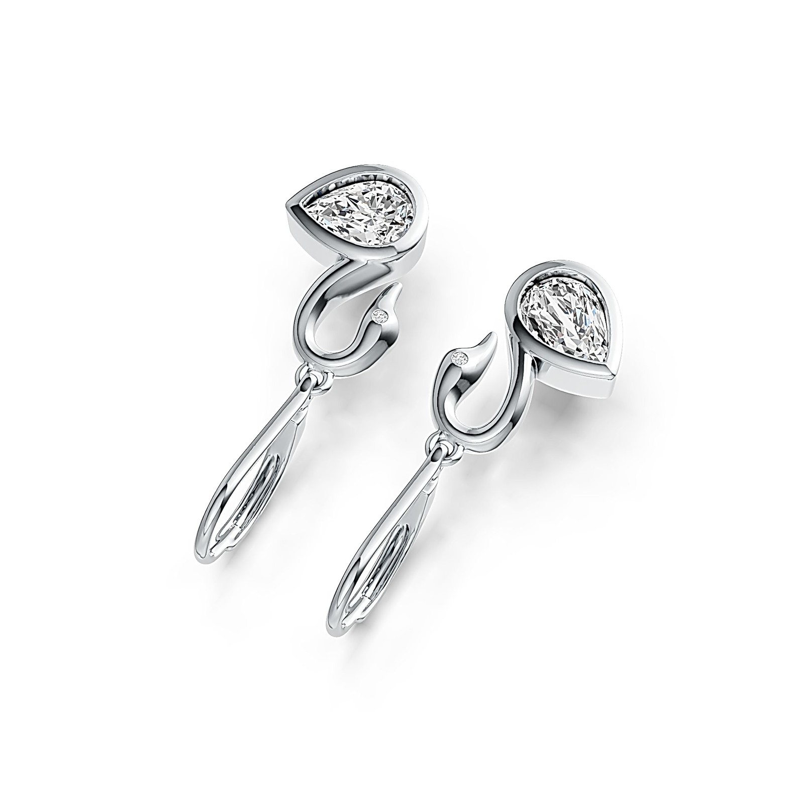 Sterling Silver Semi Mount Earrings Setting Pear PE 7X5mm Swan Theme