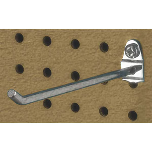 6 In. Single Rod 30 Degree Bend Steel Pegboard Hook for 1/8 In. and 1/4 In.