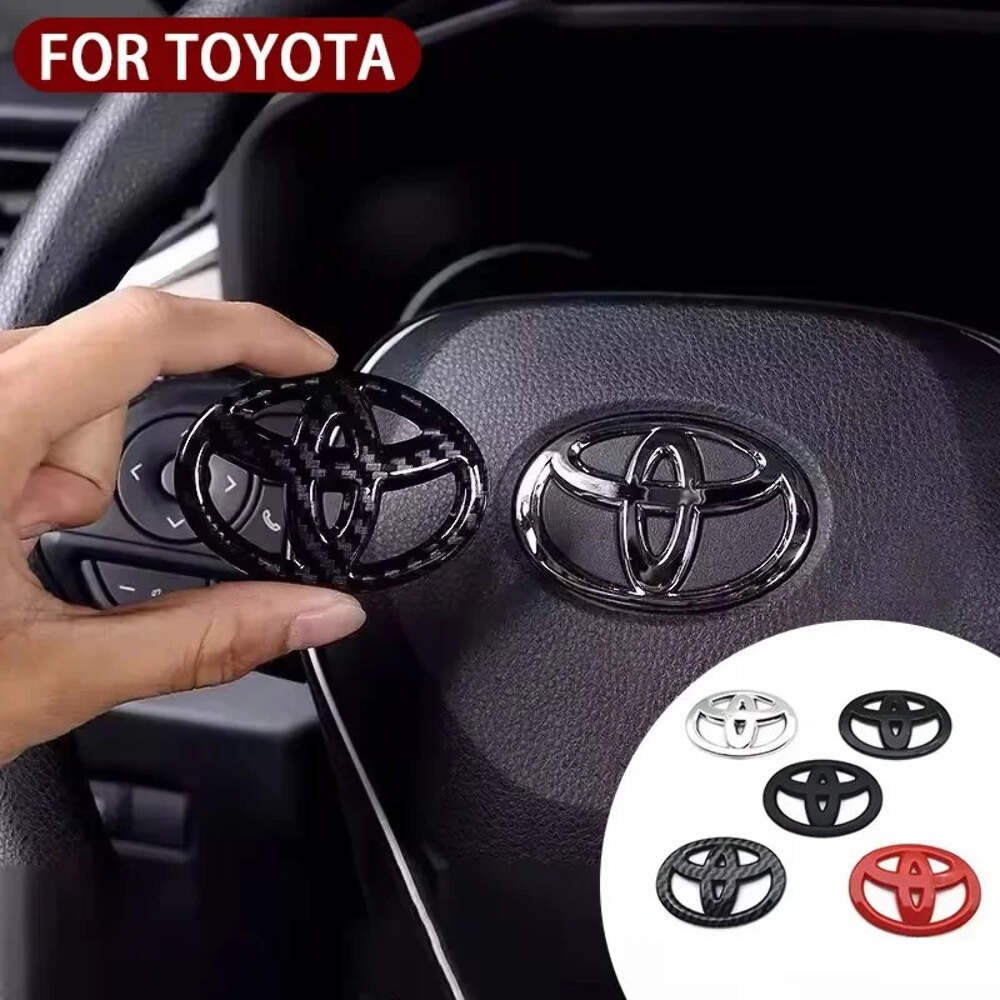3D ABS Toyota Logo Car Emblem Steering Wheel Sticker For Toyota Hilux Prius Aven