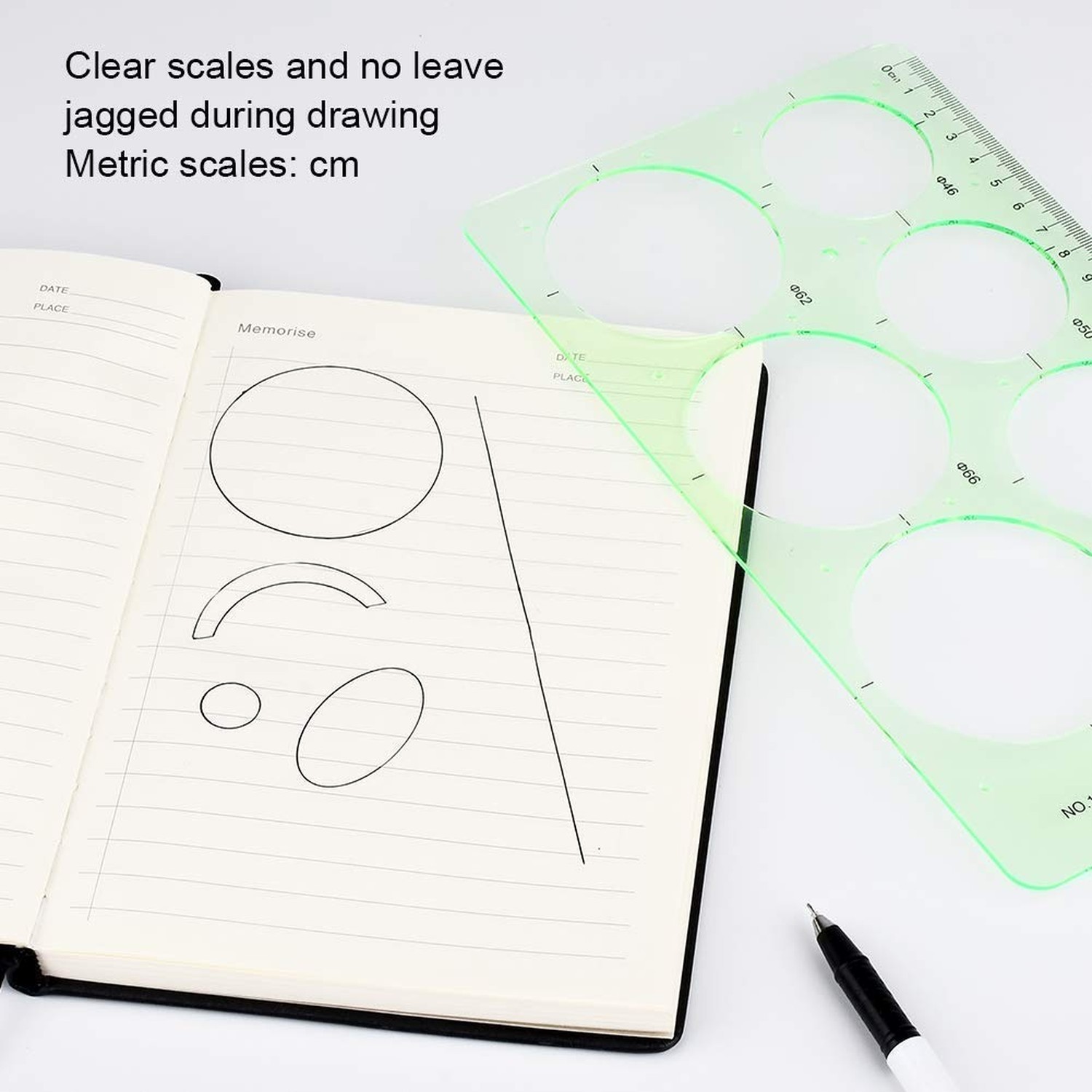 4PCS Circle Oval Radius Template Plastic Drawing Templates Clean Green Measur...