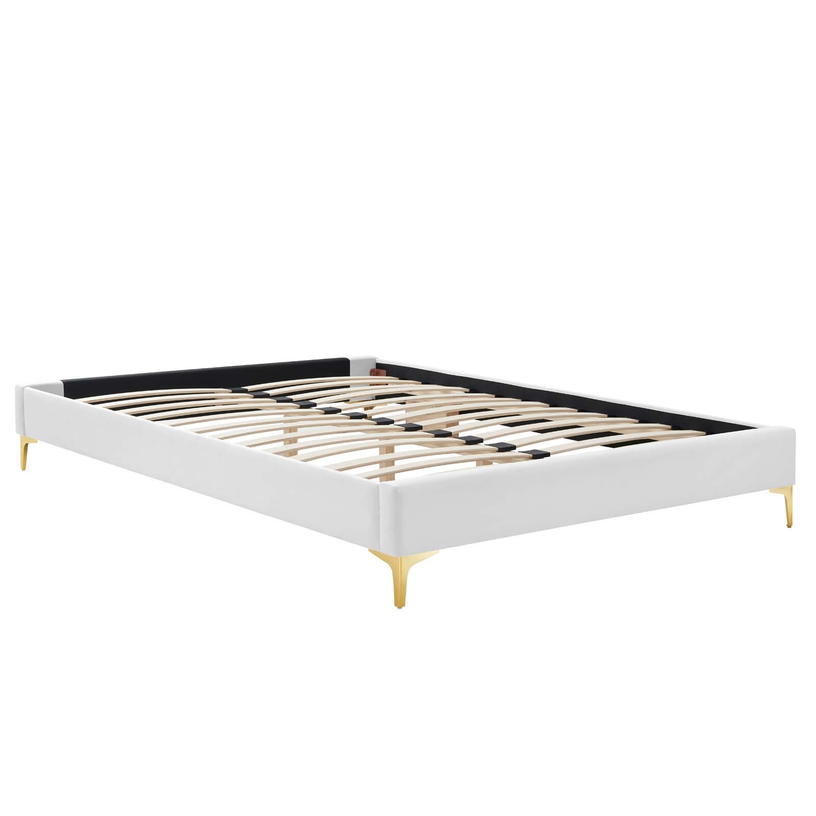 Modway Sutton Performance Velvet Queen Bed Frame in White