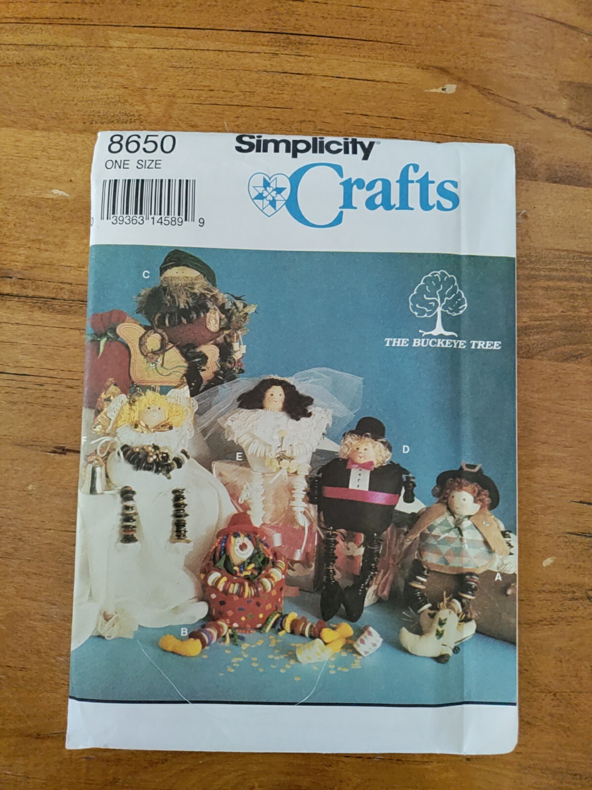 Button Dolls Cowboy Clown Bride Groom 10" 8650 Simplicity Crafts 1993 Uncut