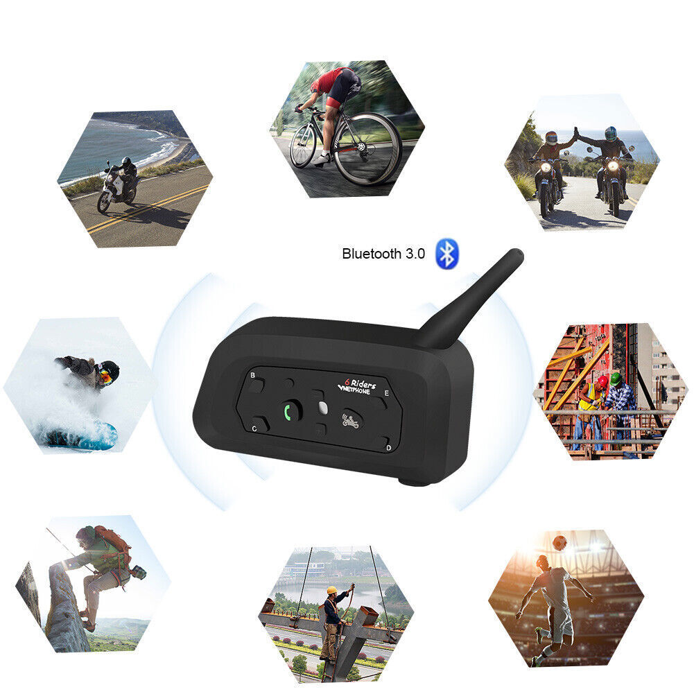 2pcs V6 Bluetooth Motorcycle Helmet Intercom Interphone Headset Intercomunicador