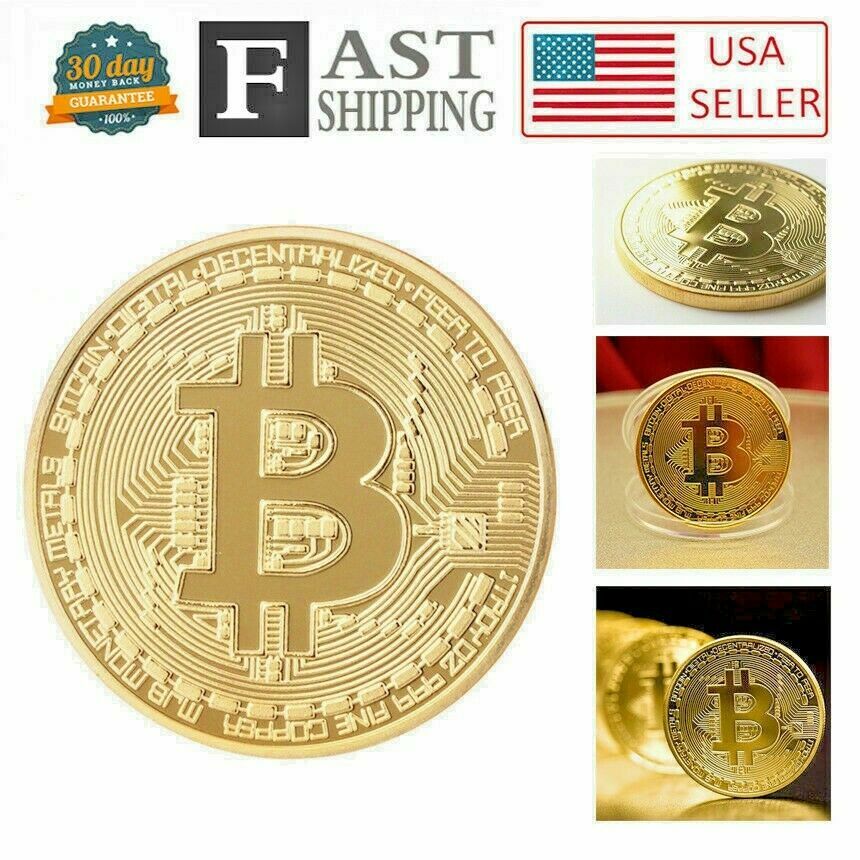 1Pcs BTC Bitcoin Coins Commemorative Physical Collectors Gold Plated Bit Coin