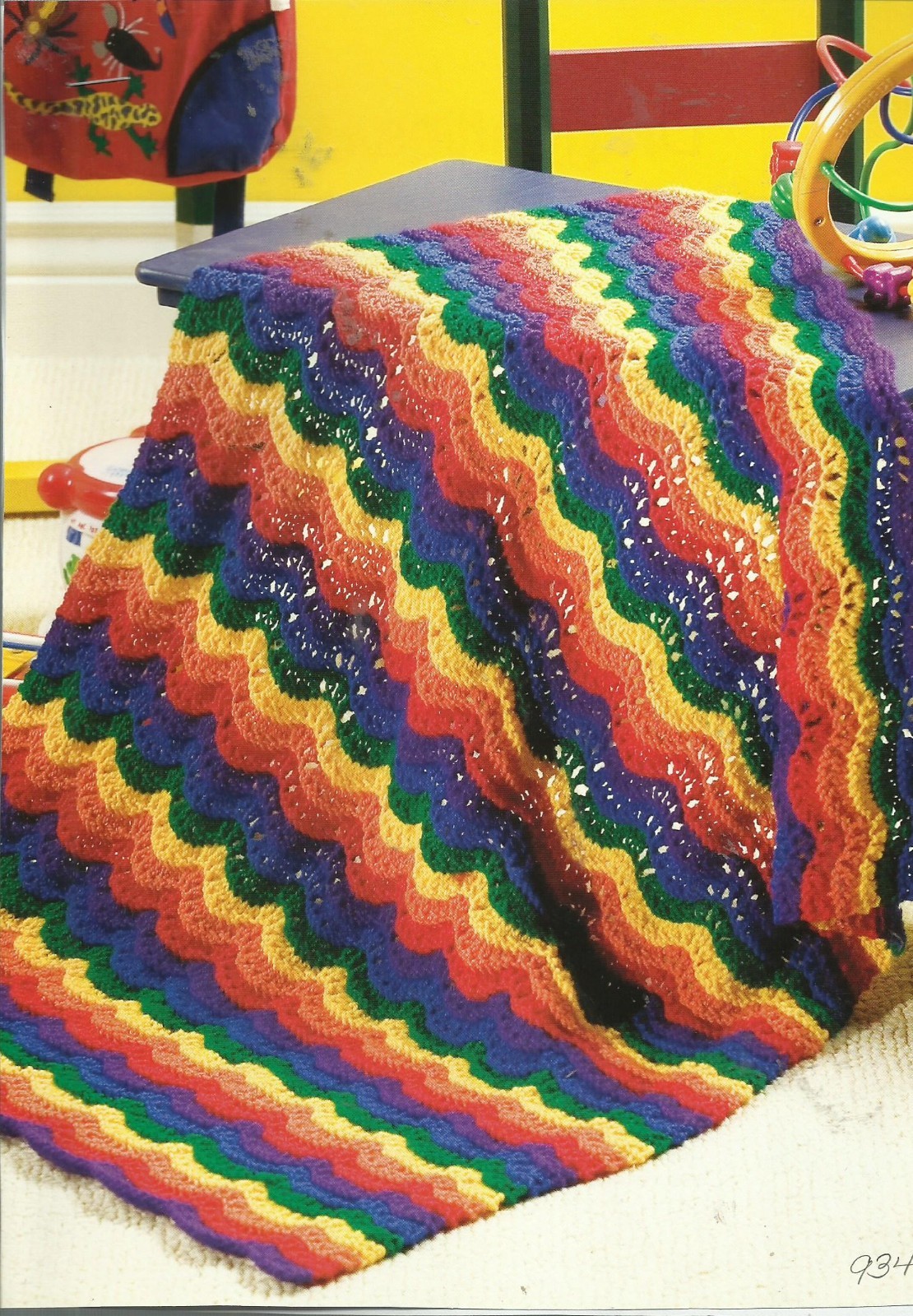 C0776 RAINBOW BABY AFGHAN KNITTING PATTERN/INSTRUCTIONS