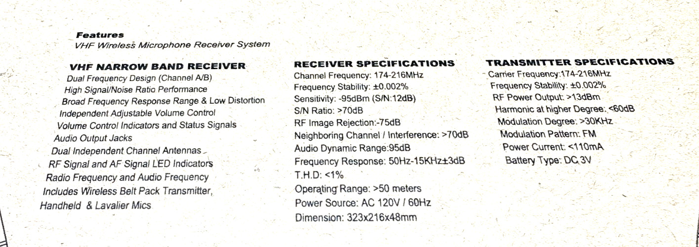 Pyle Professional PDWM2115 Wireless Microphone System - New