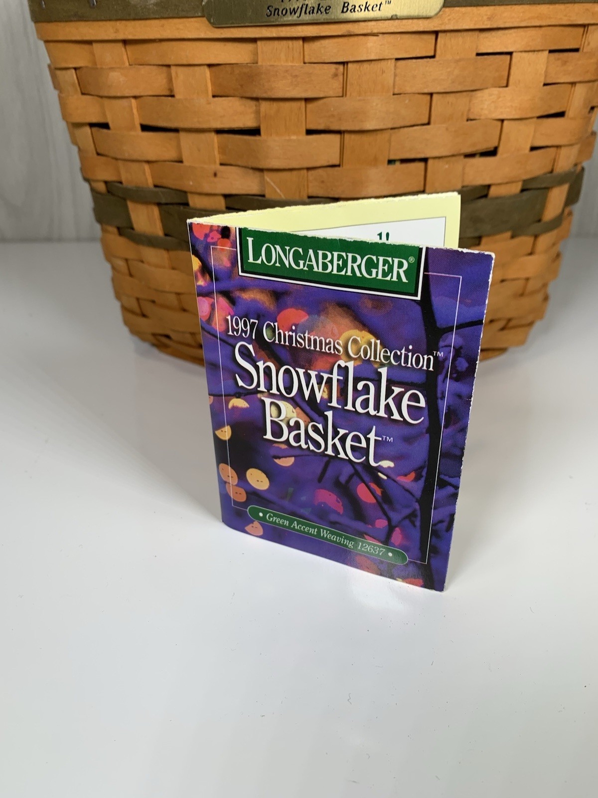 Longaberger Snowflake Christmas Basket 1997 Imperial Stripe Liner Protector