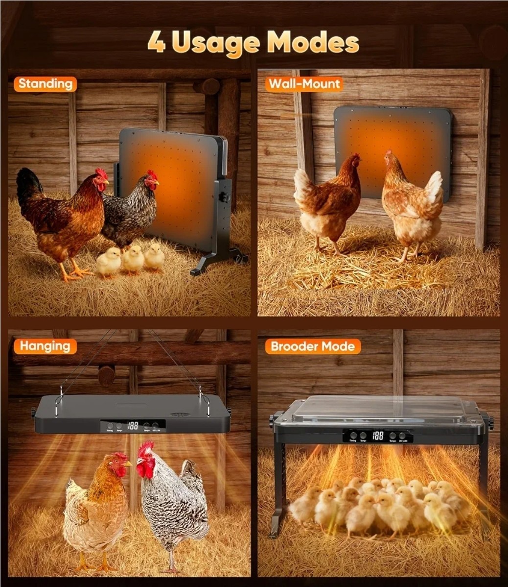 ILOJUST 2-in-1 Chicken Coop Heater Smart Chick Brooder Heating Plate 200W