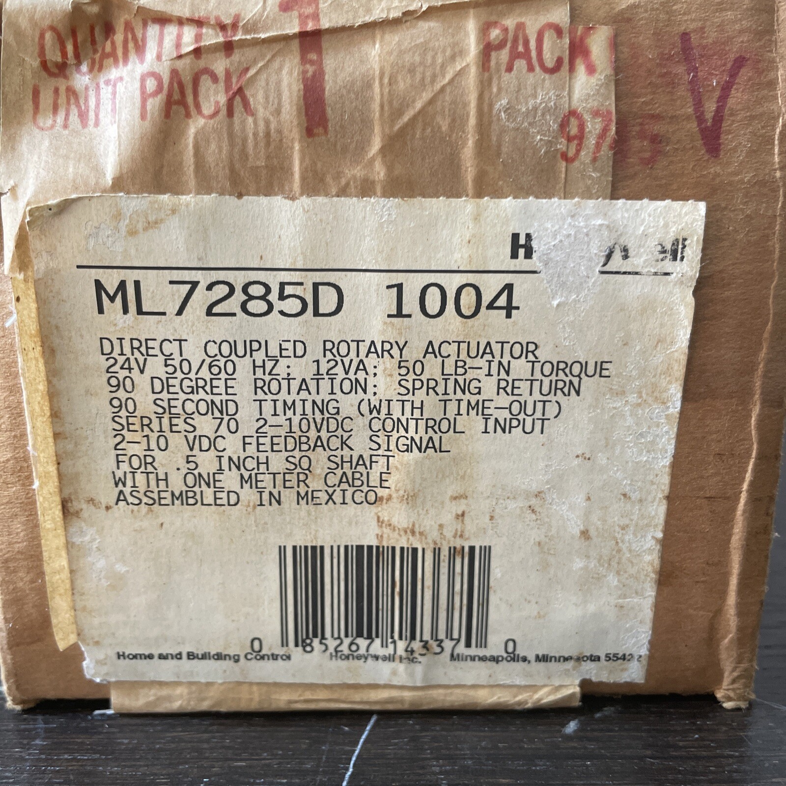 New HONEYWELL ML7285D-1004 direct coupled actuator less mounting bracket