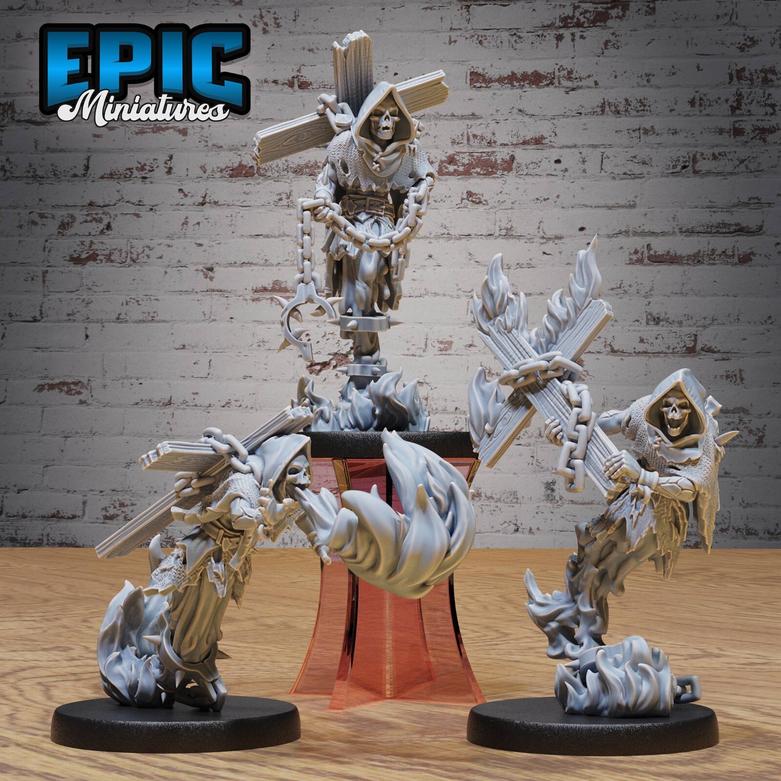 Fire Ghost Skeleton D&D Dungeons and Dragons Miniature - Epic Miniatures 28mm