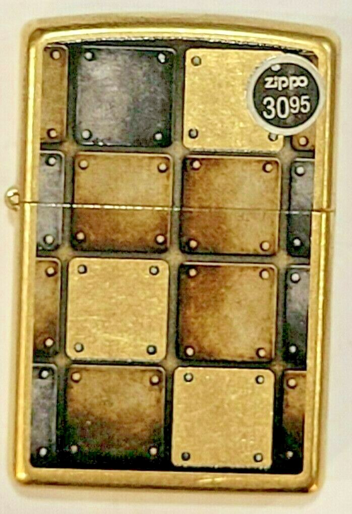 ABSTRACT - SQUARED METAL ART WORK - Zippo Lighter, NEW (3095 / STORE TAKE OUTS)
