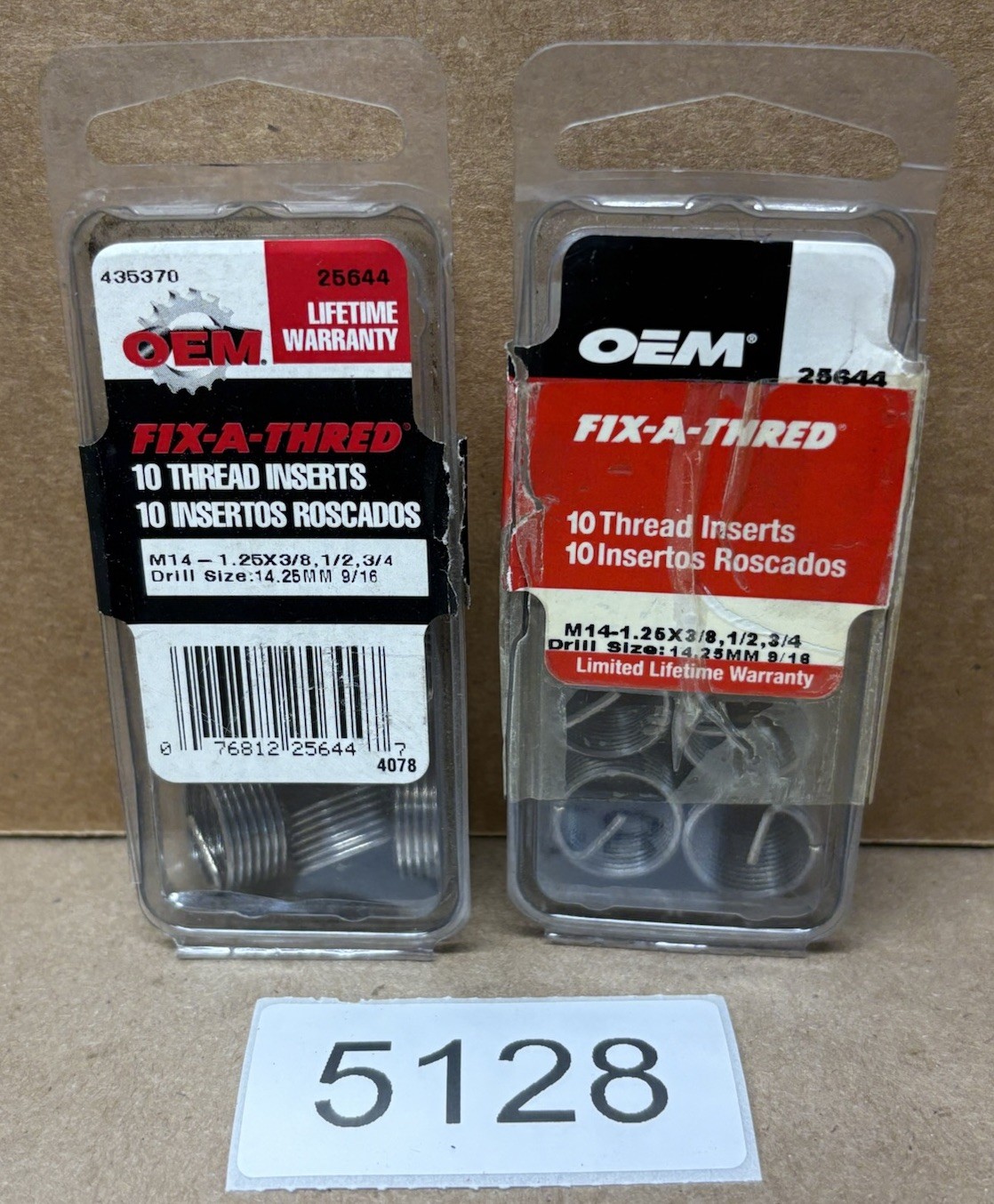 OEM 25644 Fix-A-Thred M14-1.25 x 3/8”, 1/2”, 3/4” Thread Inserts Lot of 20