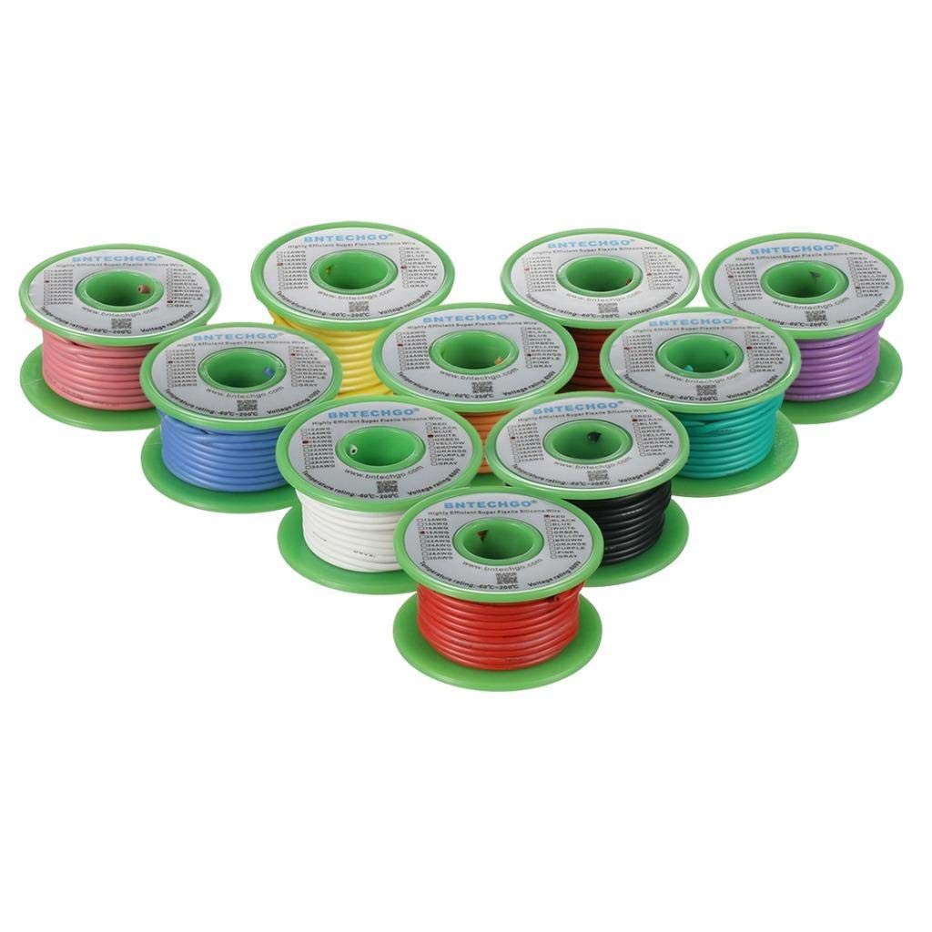 18 AWG Silicone Wire Kit with 10 Color Each 25ft Flexible Stranded Tinned Copper
