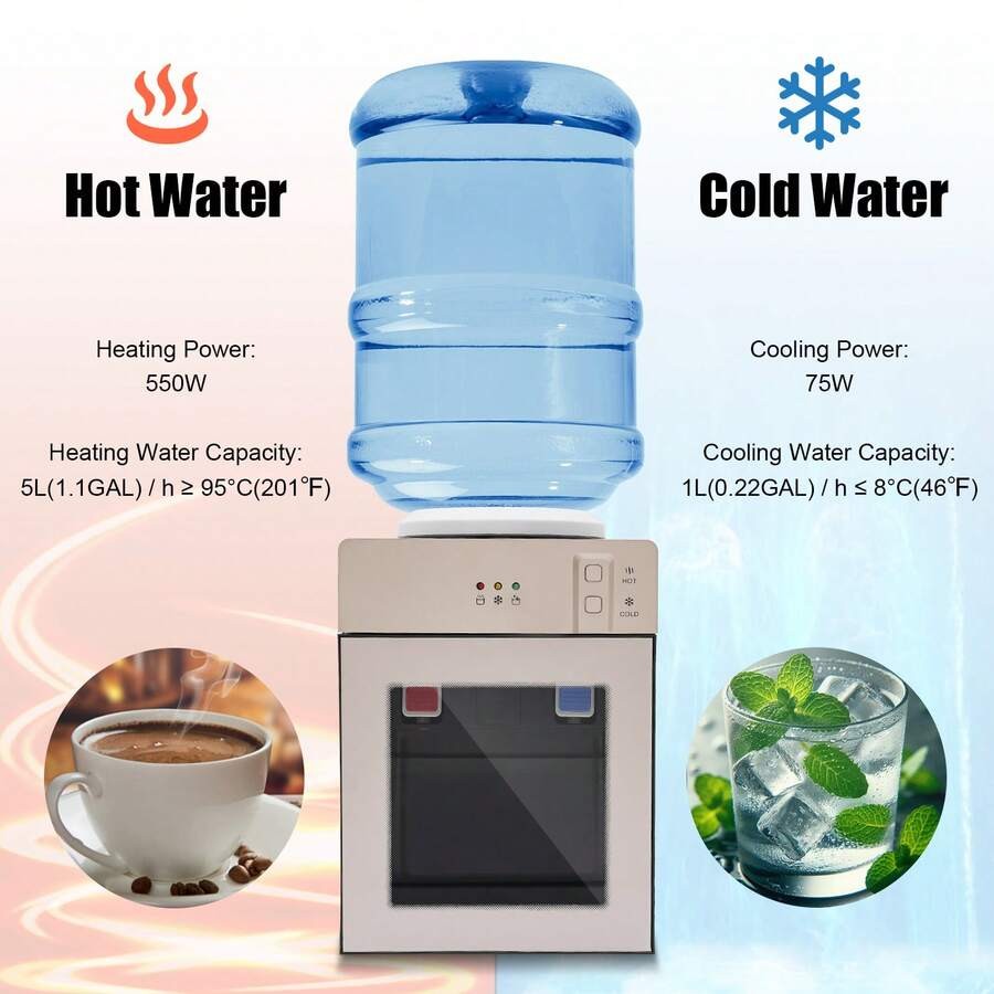 5 Gallon Top Loading Water Cooler Dispenser, 110V 3 Temperature Settings