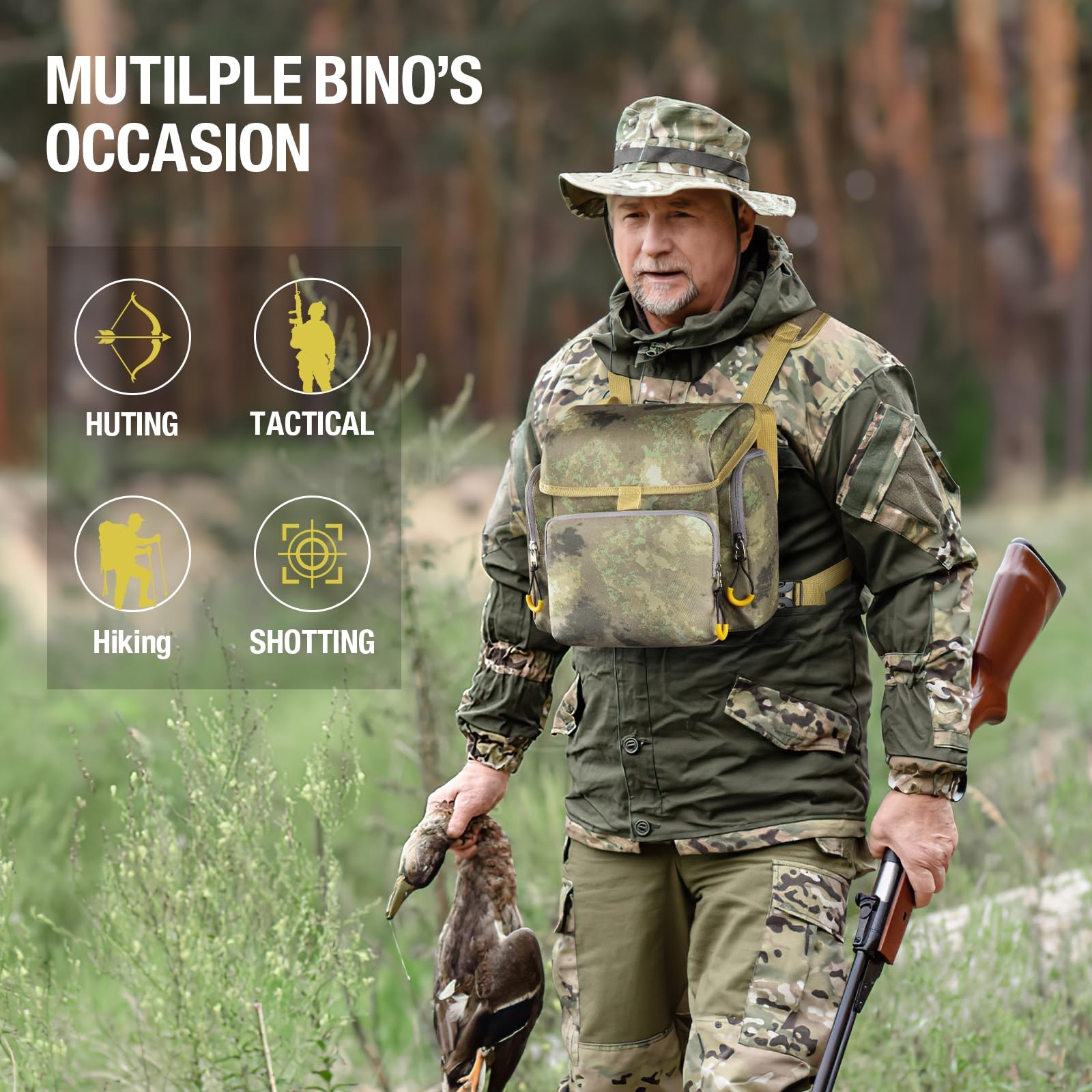 Binocular Harness Chest Pack - Lightweight Binocular Case with Rangefinder Pouch