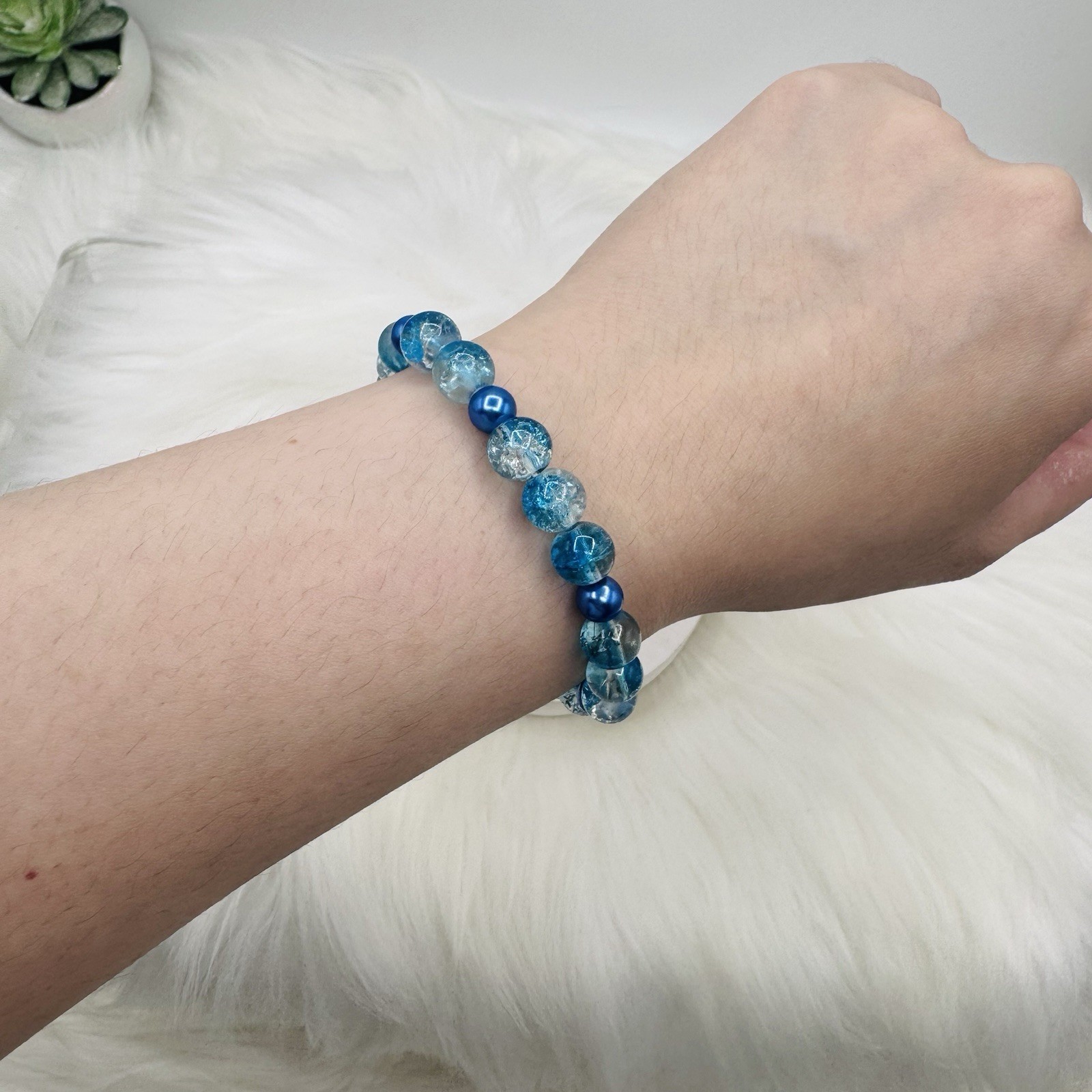 Gradient Glass Beaded Bracelet Style A Blue