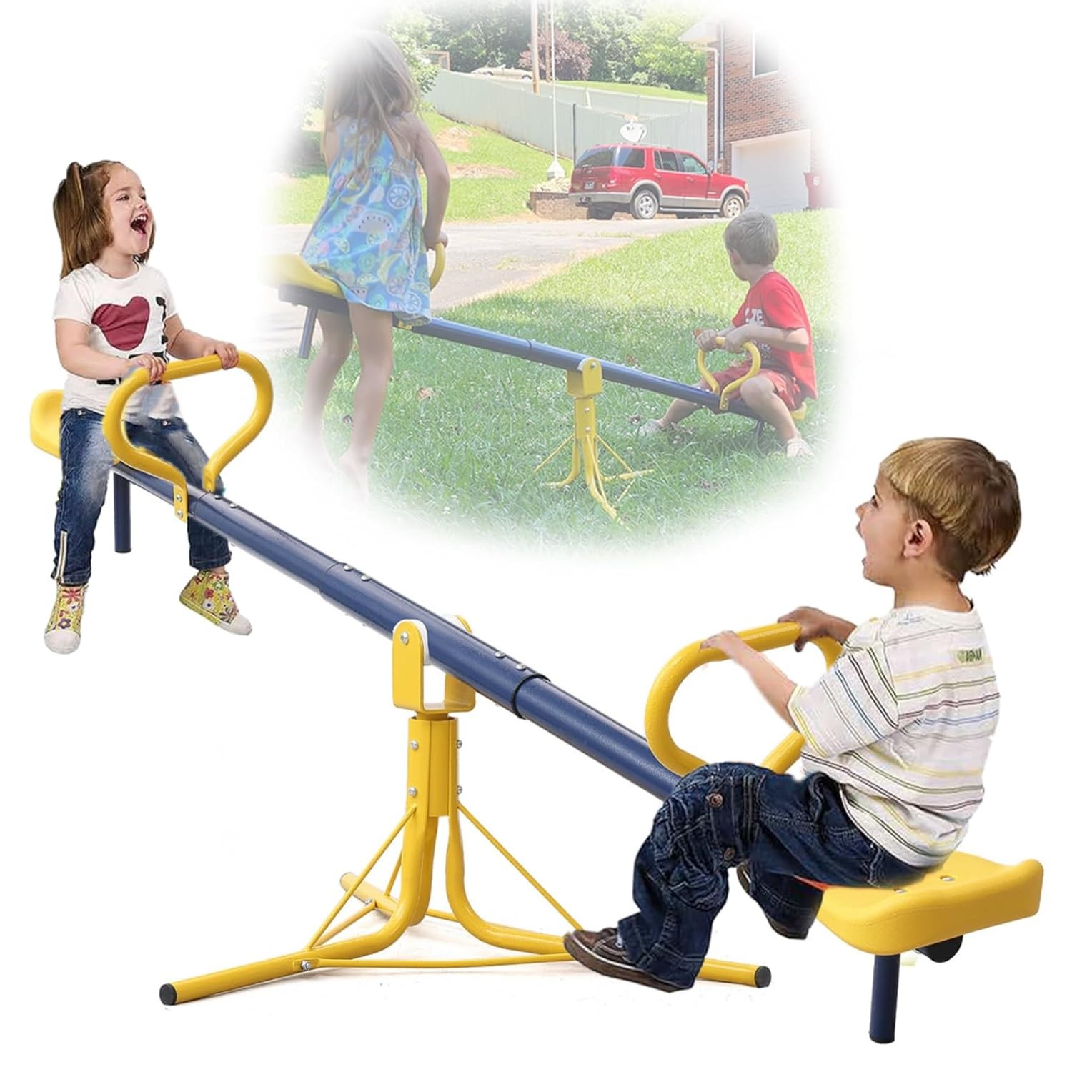 Seesaw for Kids Outdoor Heavy Duty 250LB 360° Rotating Teeter Totter
