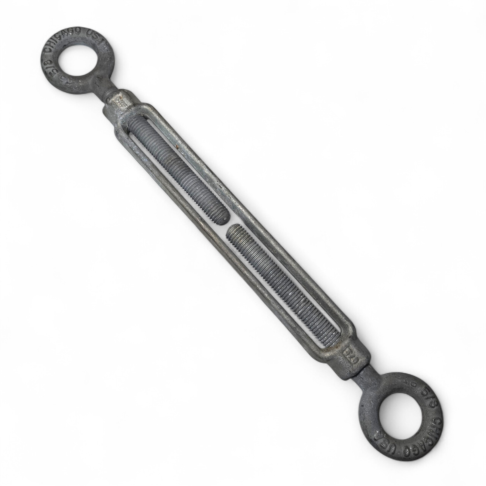 Chicago USA Galvanized Eye-to-Eye Turnbuckle 5/8 Inch Forged Steel Heavy Duty
