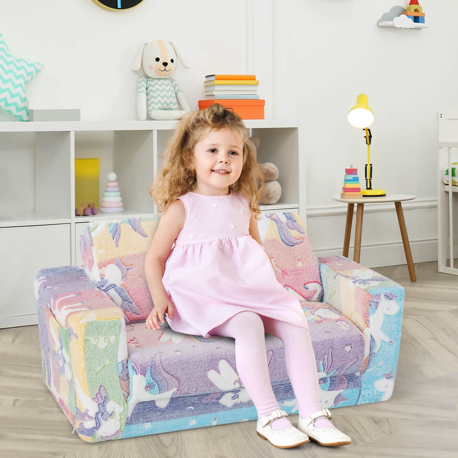 2-in-1 Flip Out Kid’s Sofa Chair Convertible Toddler Couch to Lounger