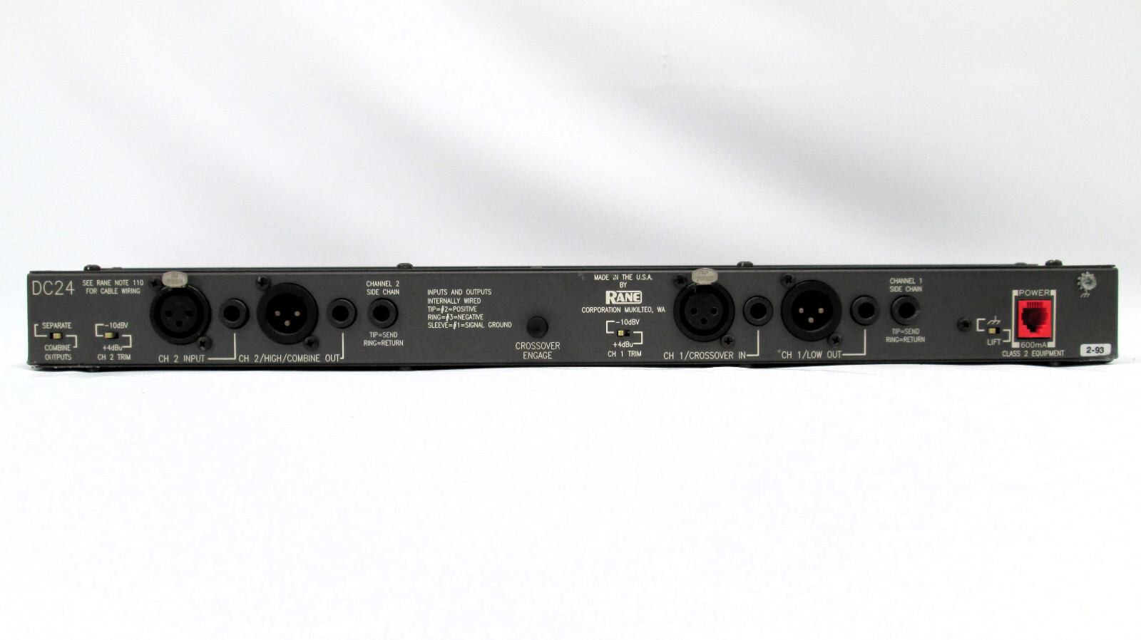 1U Rane DC24 Dynamic Controller Compressor Limiter Gate Expander No Psu