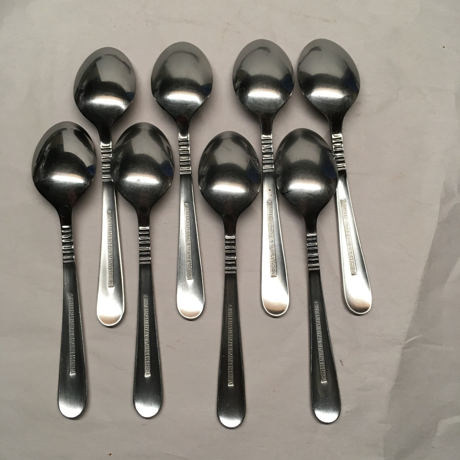 39pc International Stainless Flatware Ribbed Neck Vertical Lines China