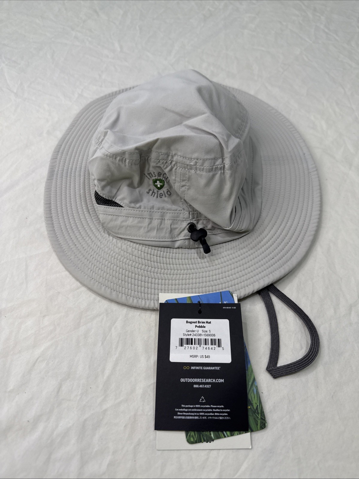 Outdoor Research Bugout Brim Hat Small Pebble Insect Repellant - New with Tags