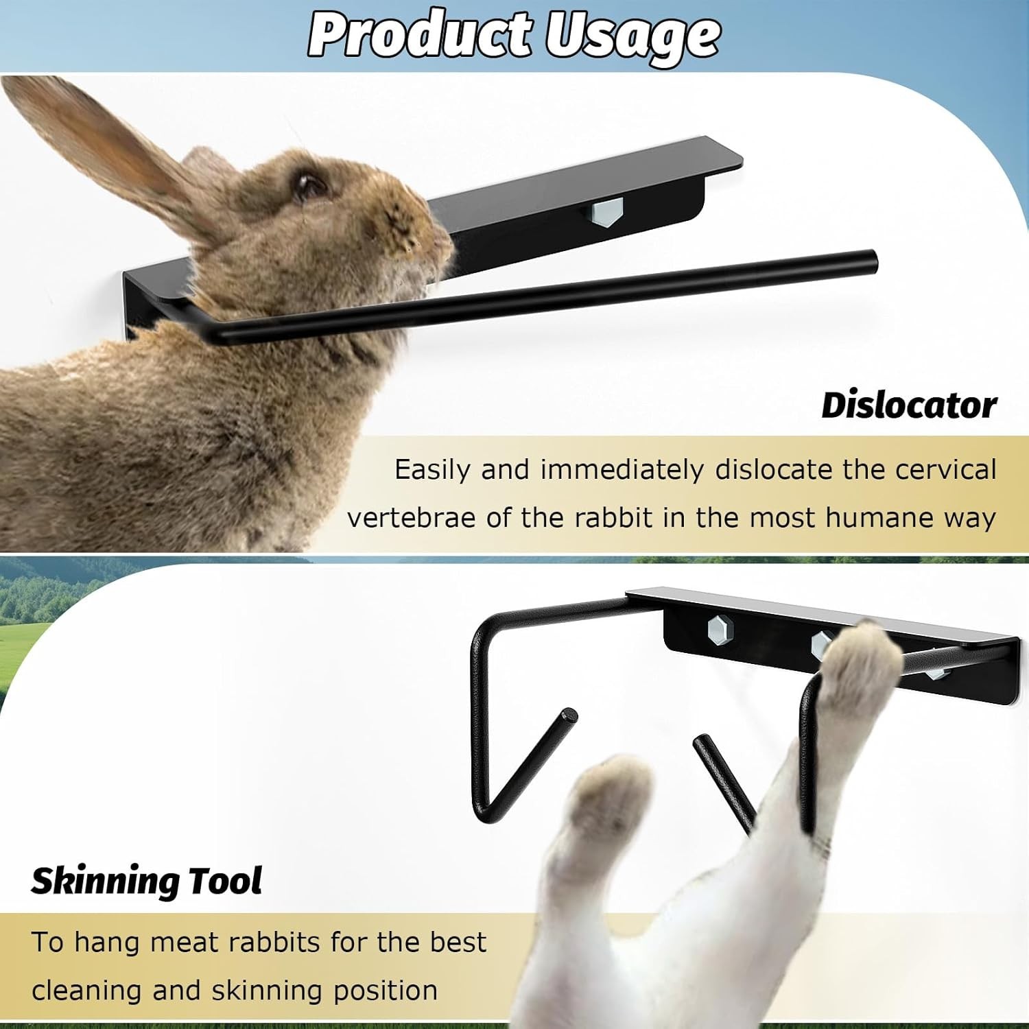 Rabbit Dislocator Skinning Tool Set, Cervical Dislocation Tool, Heavy Metal M