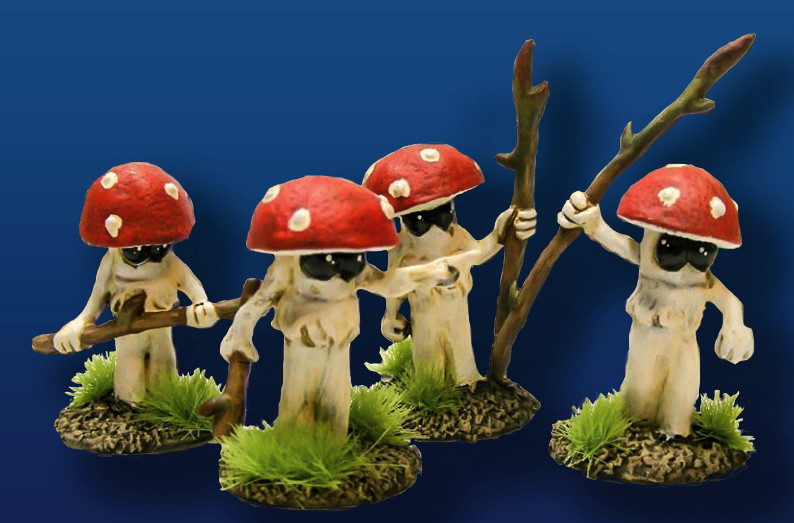 28mm Dungeon Worlds Meadow Mushroom Men (Unpainted) Lot ST
