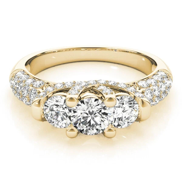 VVS1 Round Cut 1.30 Ct Diamond Lab-Created Engagement Ring 14K Yellow Gold FN
