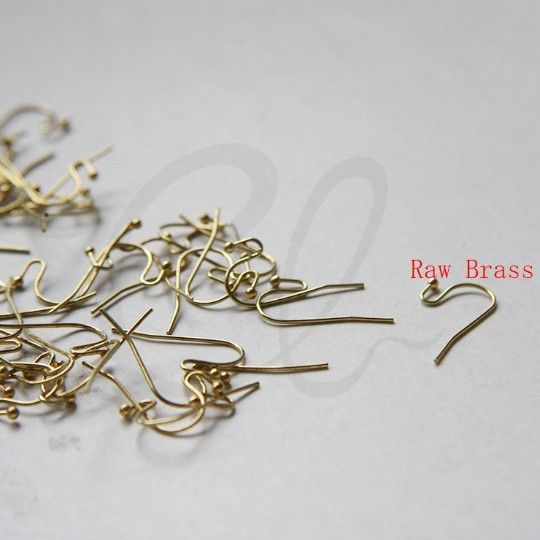 60 Pieces Raw Brass - Brass Base Earring Hooks - 14x14mm (CW-448C-I-487)