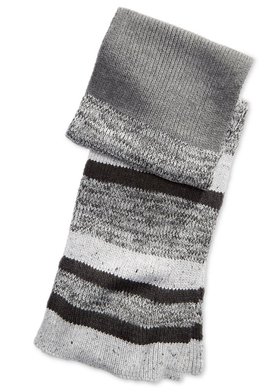 $96 Alfani Men Gray Striped Knit Acrylic Casual Winter Shawl Warm Muffler Scarf