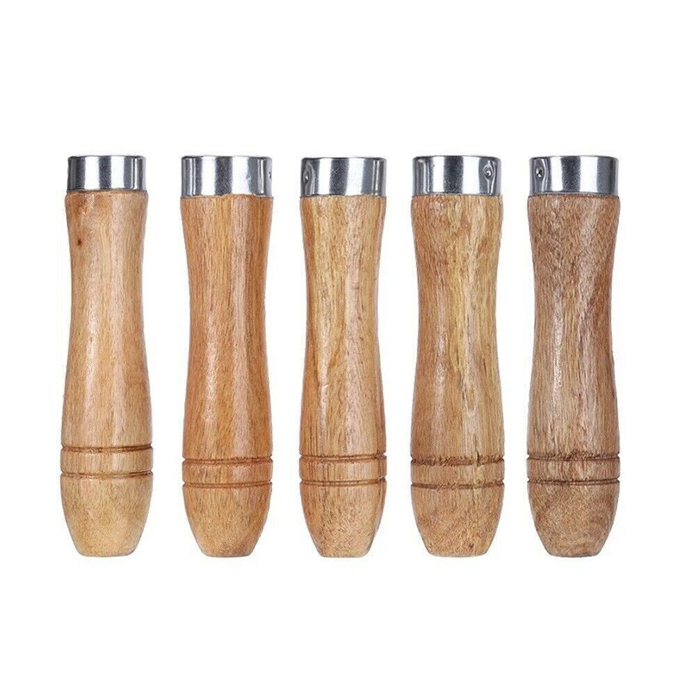 20 Pcs Wooden File Handle Fit Home Toosl Stainless Steel Ring Hardwood DIY 9cm-