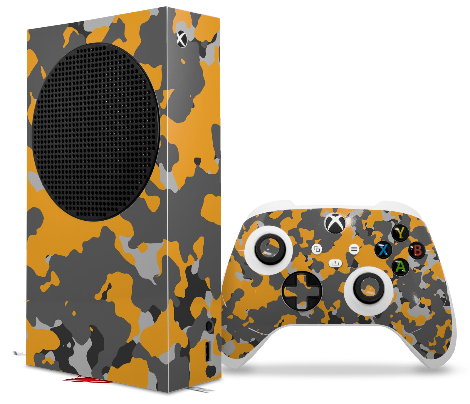 Skin Wrap for XBOX Series S Console Controller Old School Camouflage Camo Orange