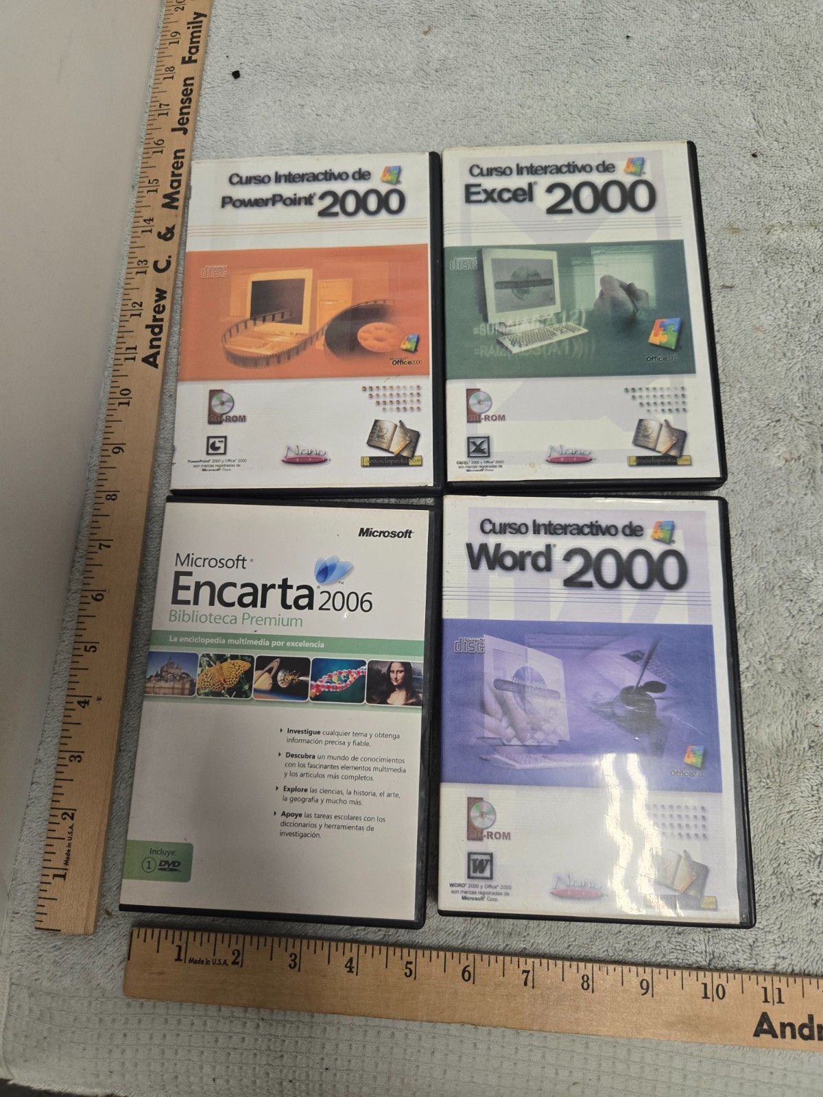 Lot of 4, microsoft 2000 & encarta 2006, in spanish, CD, untested