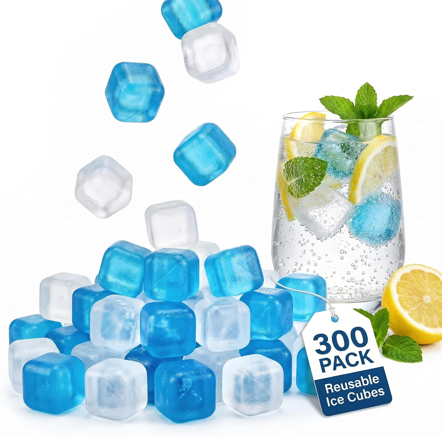 Reusable Ice Cubes for Drinks – Bpa-Free Plastic Ice Packs for Lunch Boxes & Coo
