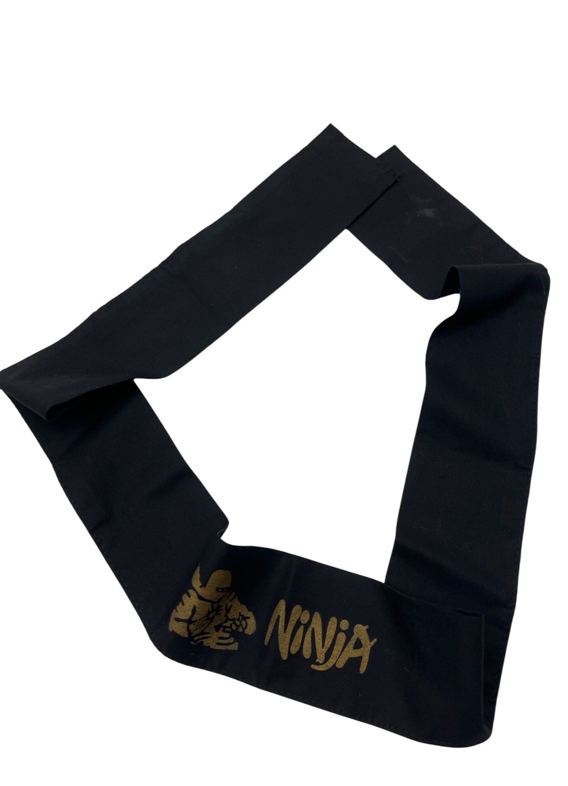 Black Ninja Headband With Gold Embroidered Figure & Text A389