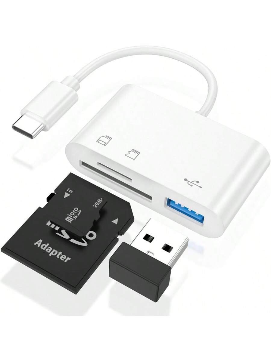 3-In-1 SD TF USB Card Reader With Type C For iPhone iPad Samsung Laptop